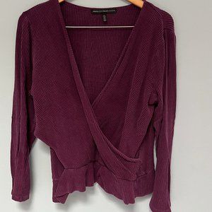White House Black Market Faux Wrap Peplum Burgundy Size Large